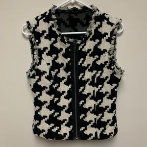 Cabi Black and White Houndstooth Vest